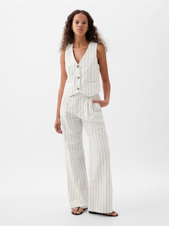 GAP Tops - Gap linen-blend co-ord set pinstripe vest and matching wide-leg trousers